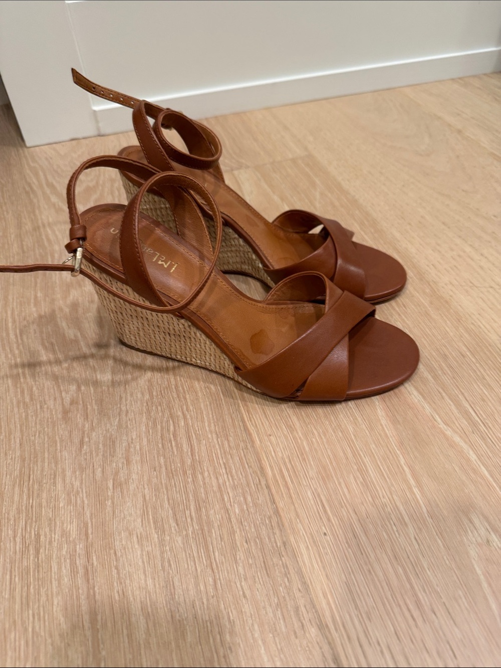 Women's Brown Wedge Sandals with Ankle Strap